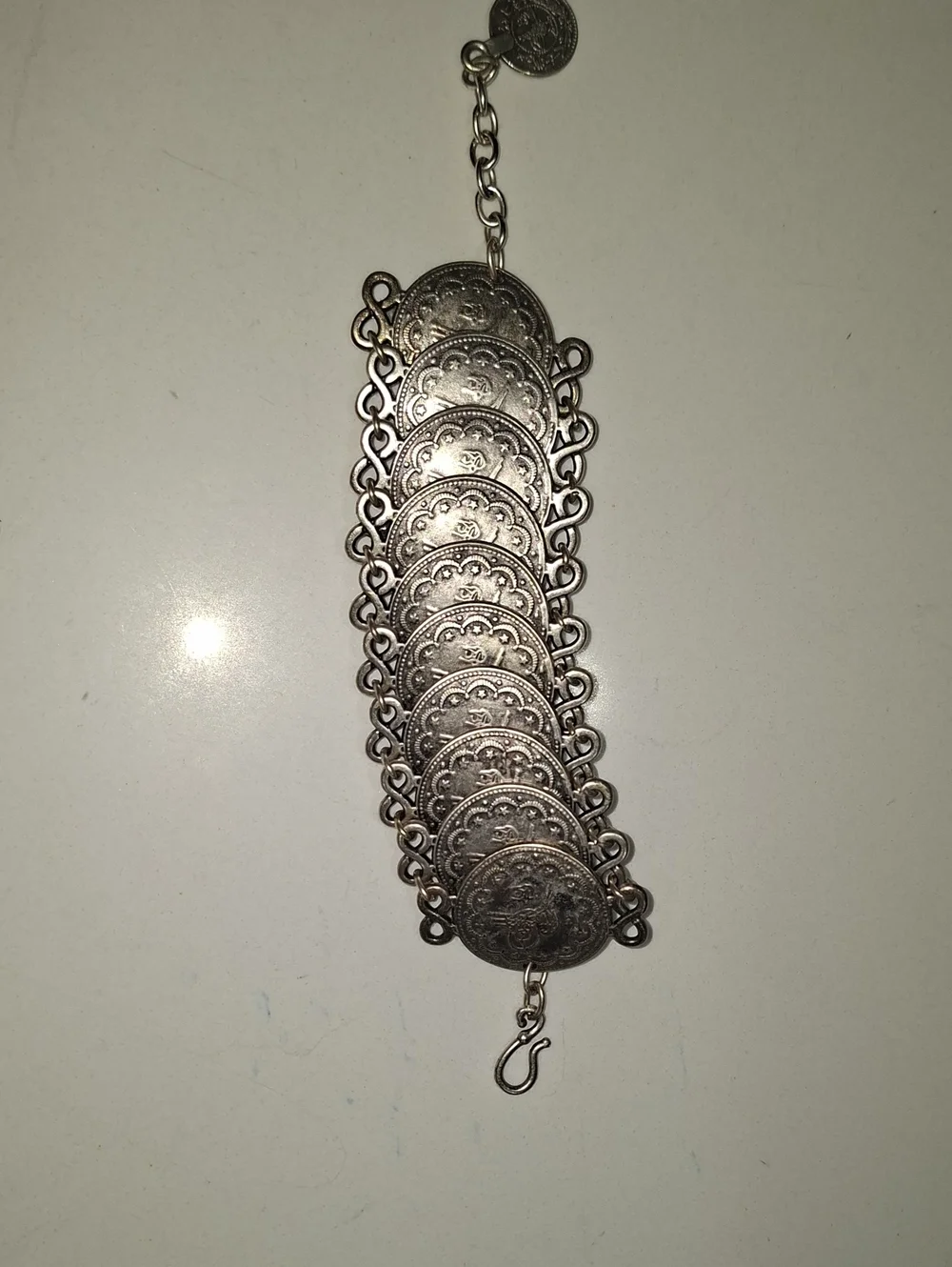 Silver-Tone Coin Link Bracelet - Women's Fashion Jewelry